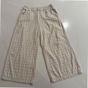Lydelle Plaid Wide Leg Cropped Pants Beige Black‎ Size Small